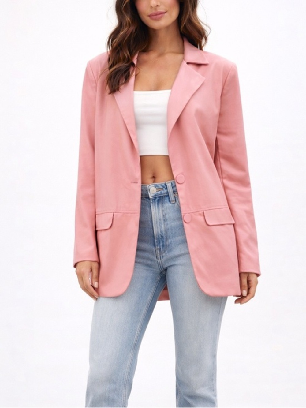 For Love & Lemons Pink Oversized Blazer Jacket Chic Feminine Revolve Style